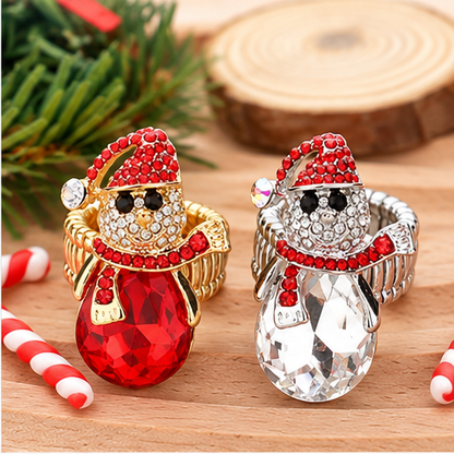 Snowman Sparkle Teardrop Stretch Ring
