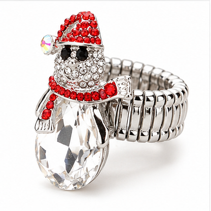 Snowman Sparkle Teardrop Stretch Ring