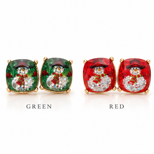 Snowman Sparkle Cushion Stud Earrings