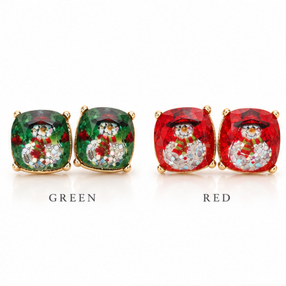 Snowman Sparkle Cushion Stud Earrings