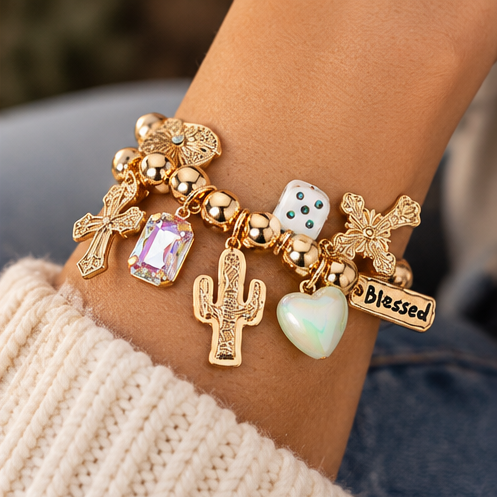 Blessed & Wild Western Charm Stretch Bracelet