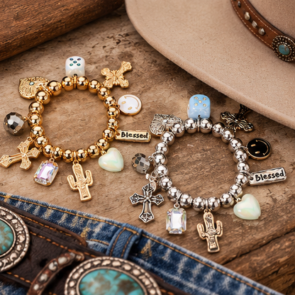 Blessed & Wild Western Charm Stretch Bracelet