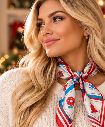 Merry & Bright Christmas Plaid Square Scarf