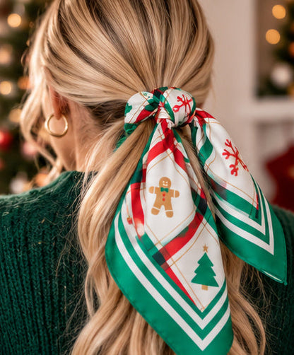 Merry & Bright Christmas Plaid Square Scarf