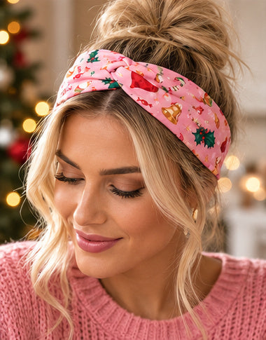 Merry & Jolly Christmas Twist Headband | Holiday Hair Accessory