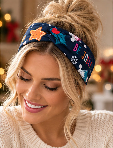 Merry & Jolly Christmas Twist Headband | Holiday Hair Accessory