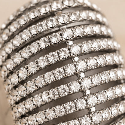 Silver Rhinestone Wide Stretch Statement Ring