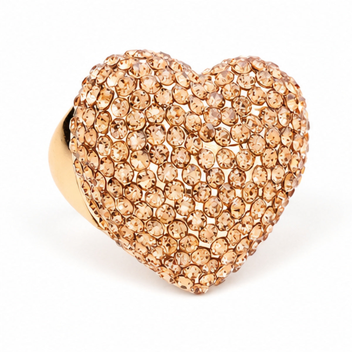Champagne Crystal Heart Statement Stretch Ring