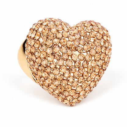 Champagne Crystal Heart Statement Stretch Ring