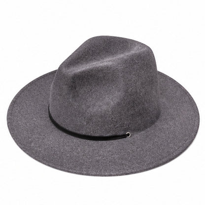 Charcoal Wool Felt Wide Brim Fedora Hat