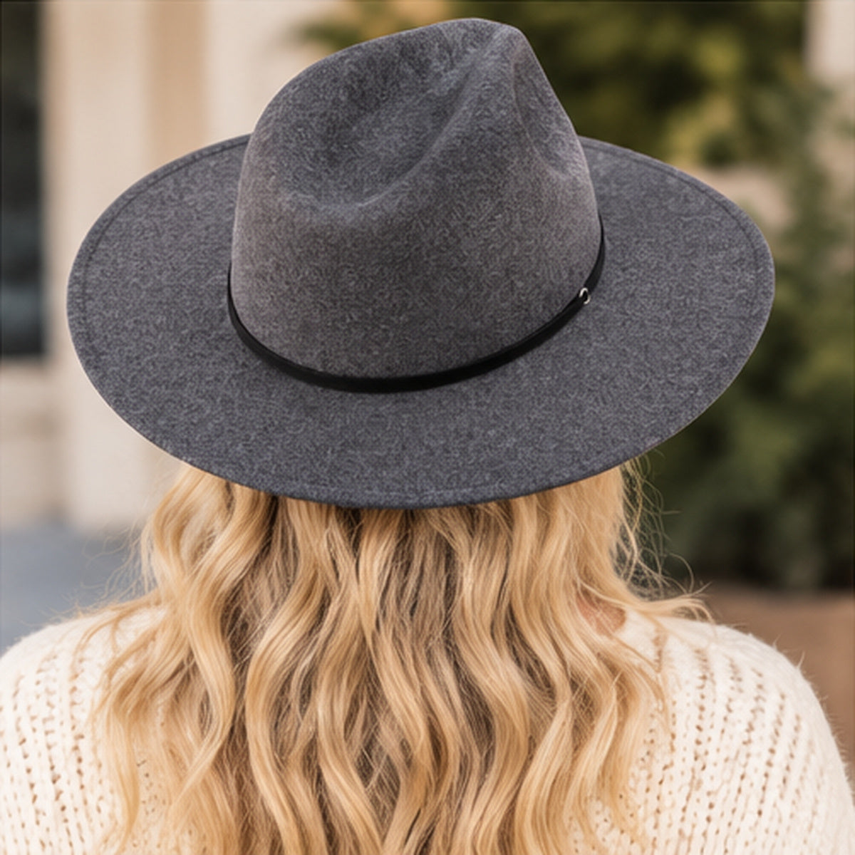 Charcoal Wool Felt Wide Brim Fedora Hat