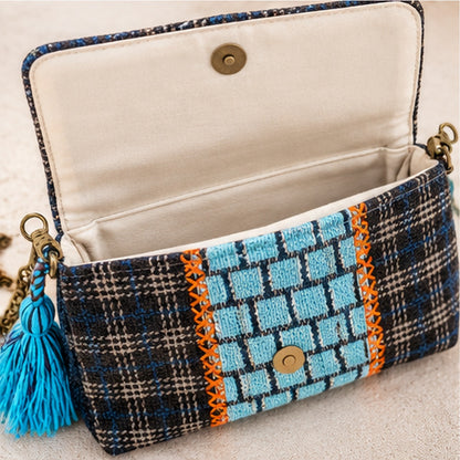 Savannah Woven Boho Crossbody Bag | Turquoise Tassel