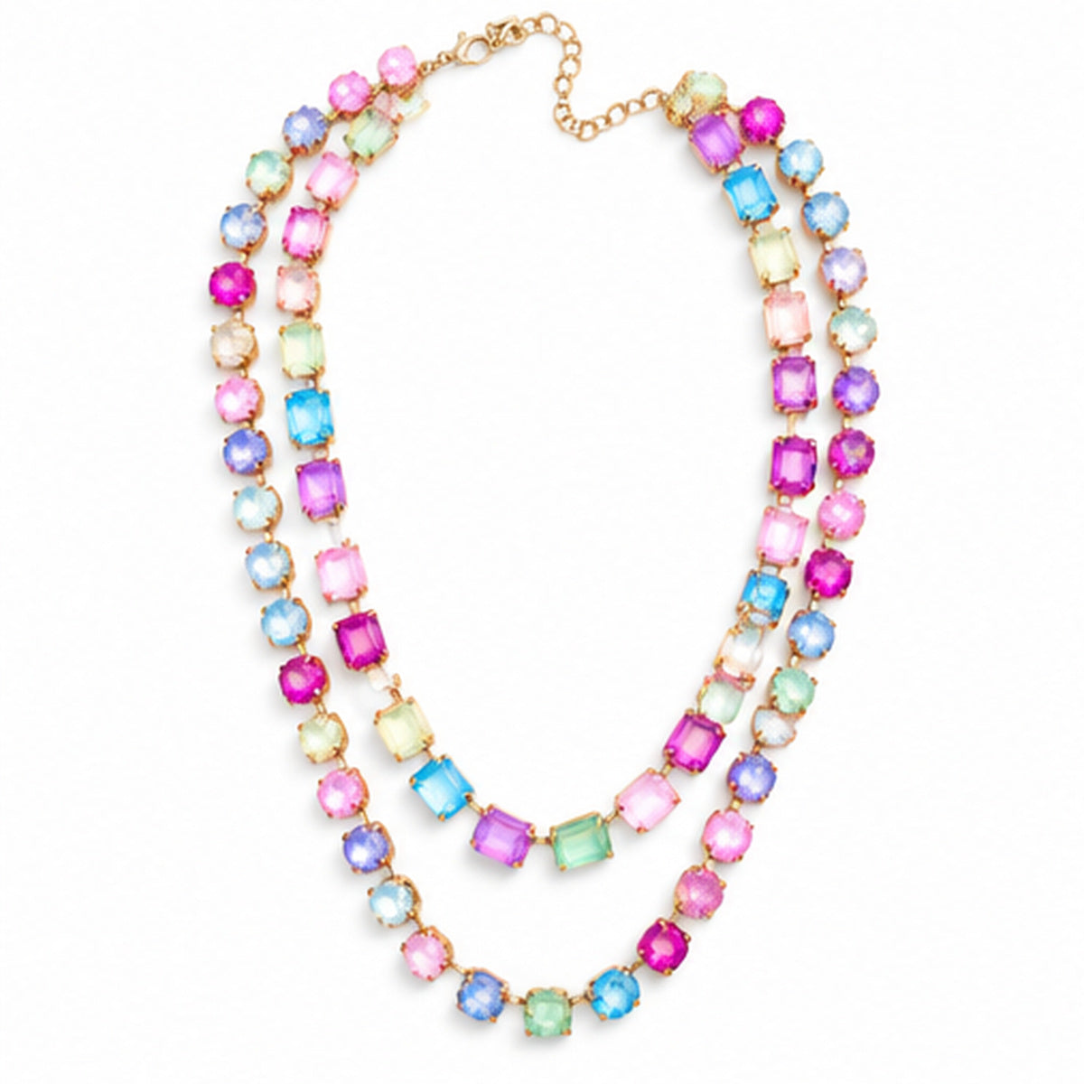 Pastel Gemstone Double Layer Necklace