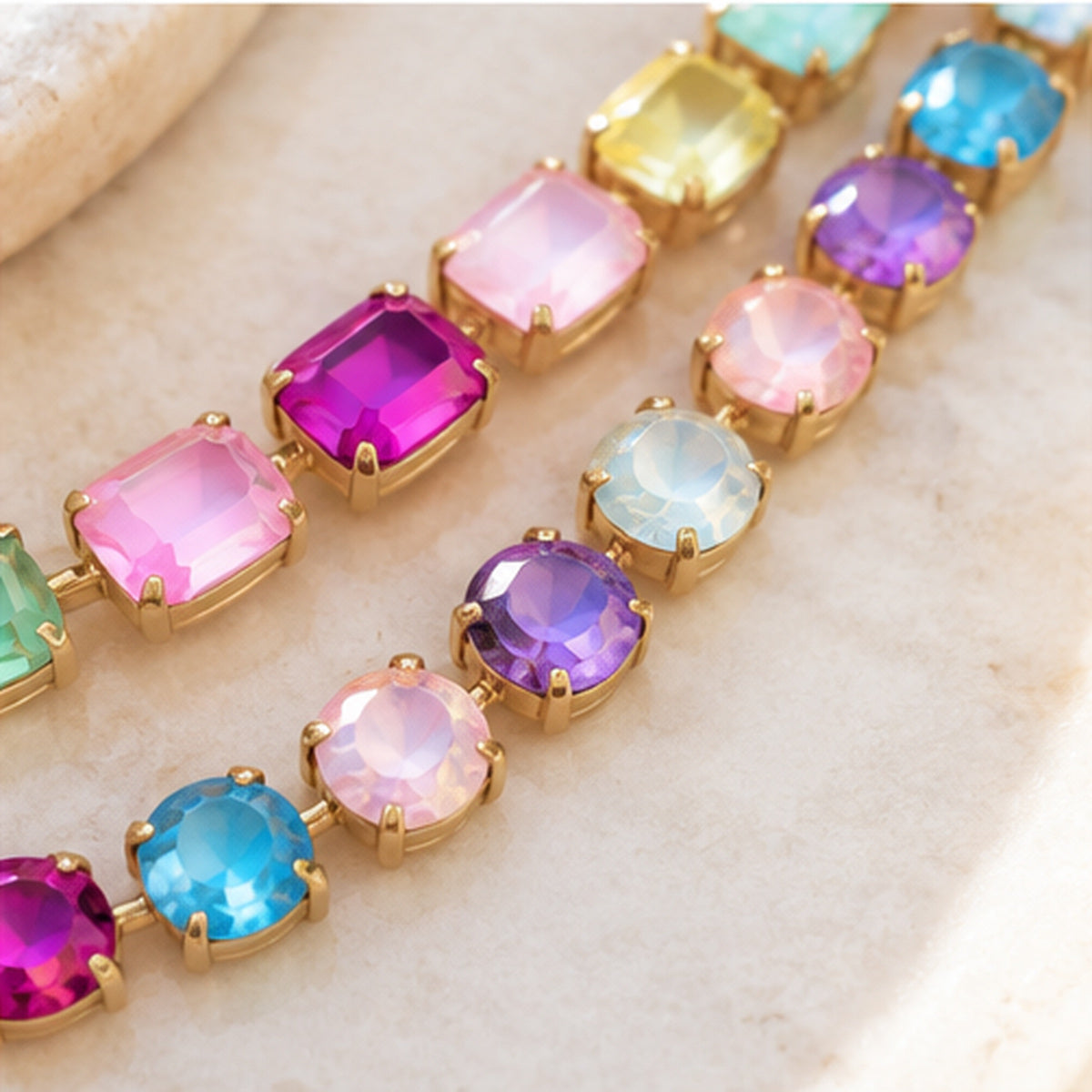 Pastel Gemstone Double Layer Necklace