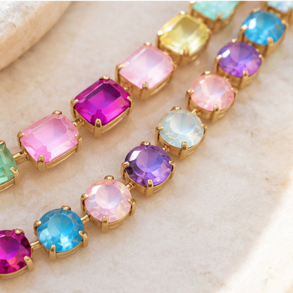 Pastel Gemstone Double Layer Necklace