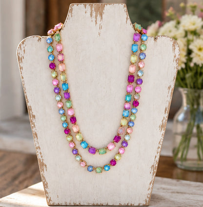 Pastel Gemstone Double Layer Necklace