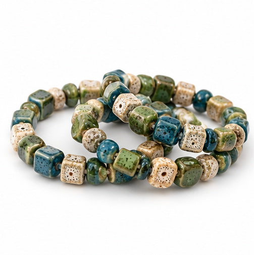 Seashore Clay Beaded Stretch Bracelet Set | 3-Piece Stack