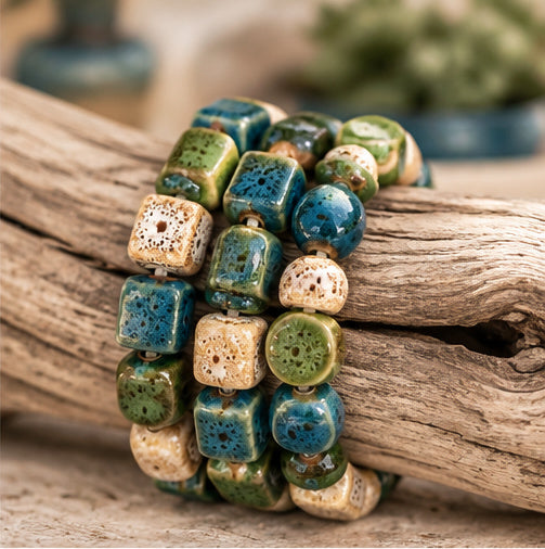 Seashore Clay Beaded Stretch Bracelet Set | 3-Piece Stack