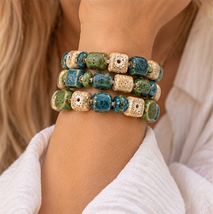 Seashore Clay Beaded Stretch Bracelet Set | 3-Piece Stack