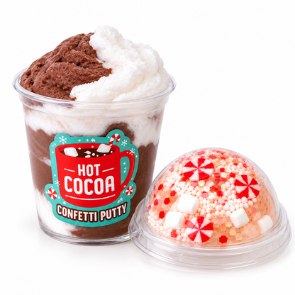 Hot Cocoa Confetti Putty Cup — Christmas Slime Stocking Stuffer