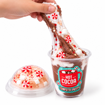 Hot Cocoa Confetti Putty Cup — Christmas Slime Stocking Stuffer