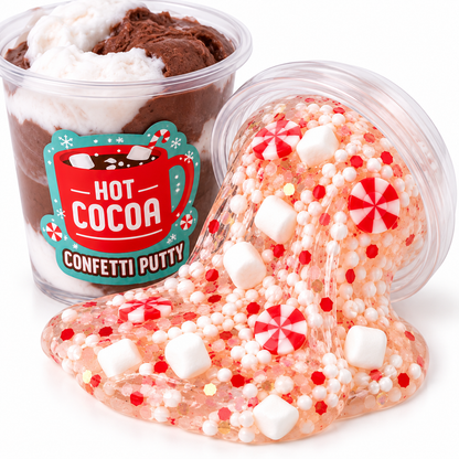 Hot Cocoa Confetti Putty Cup — Christmas Slime Stocking Stuffer
