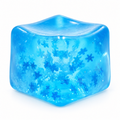 Snowflake Glitter Squishy Cube — Blue Sensory Fidget Toy