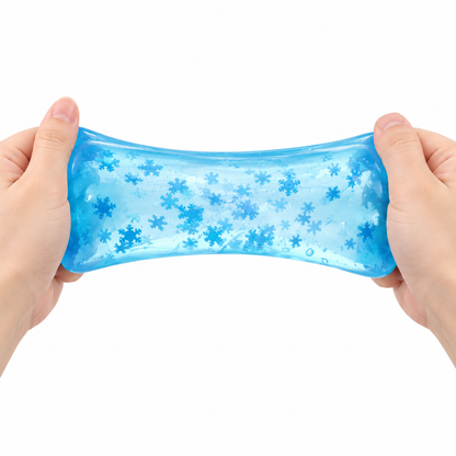 Snowflake Glitter Squishy Cube — Blue Sensory Fidget Toy