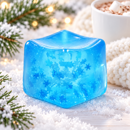 Snowflake Glitter Squishy Cube — Blue Sensory Fidget Toy