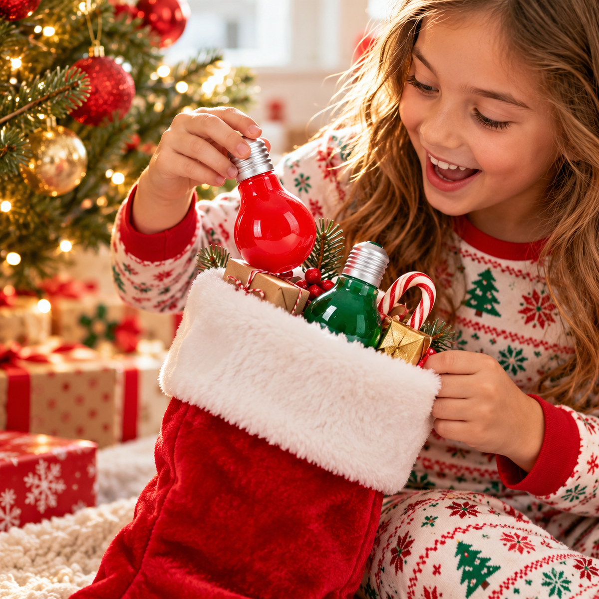 Christmas Light Bulb Slime — Red & Green Stocking Stuffer