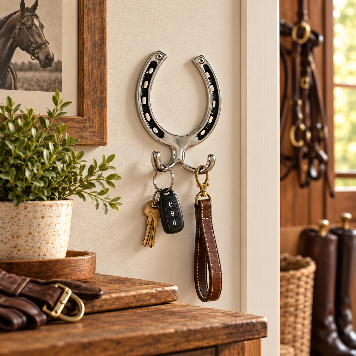 Huntley Equestrian Silver Horseshoe Wall Hook – 2 Hook