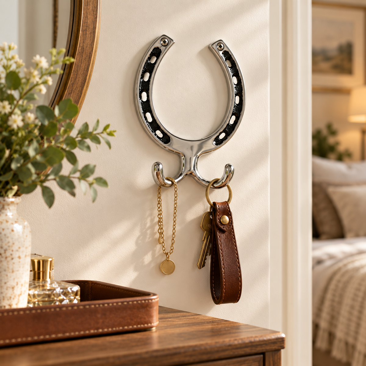 Huntley Equestrian Silver Horseshoe Wall Hook – 2 Hook