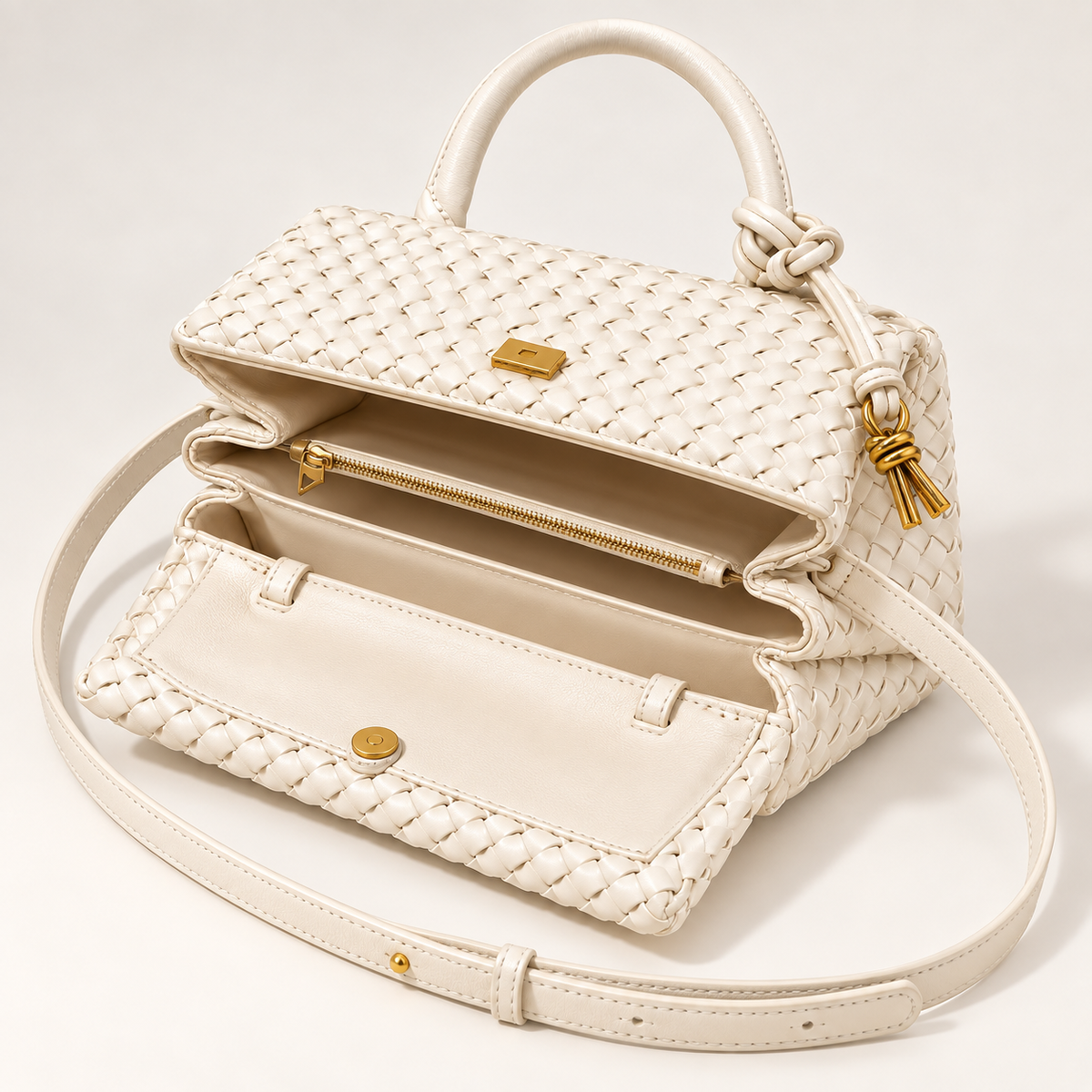 Sutton Woven Handbag | Structured Top Handle Crossbody