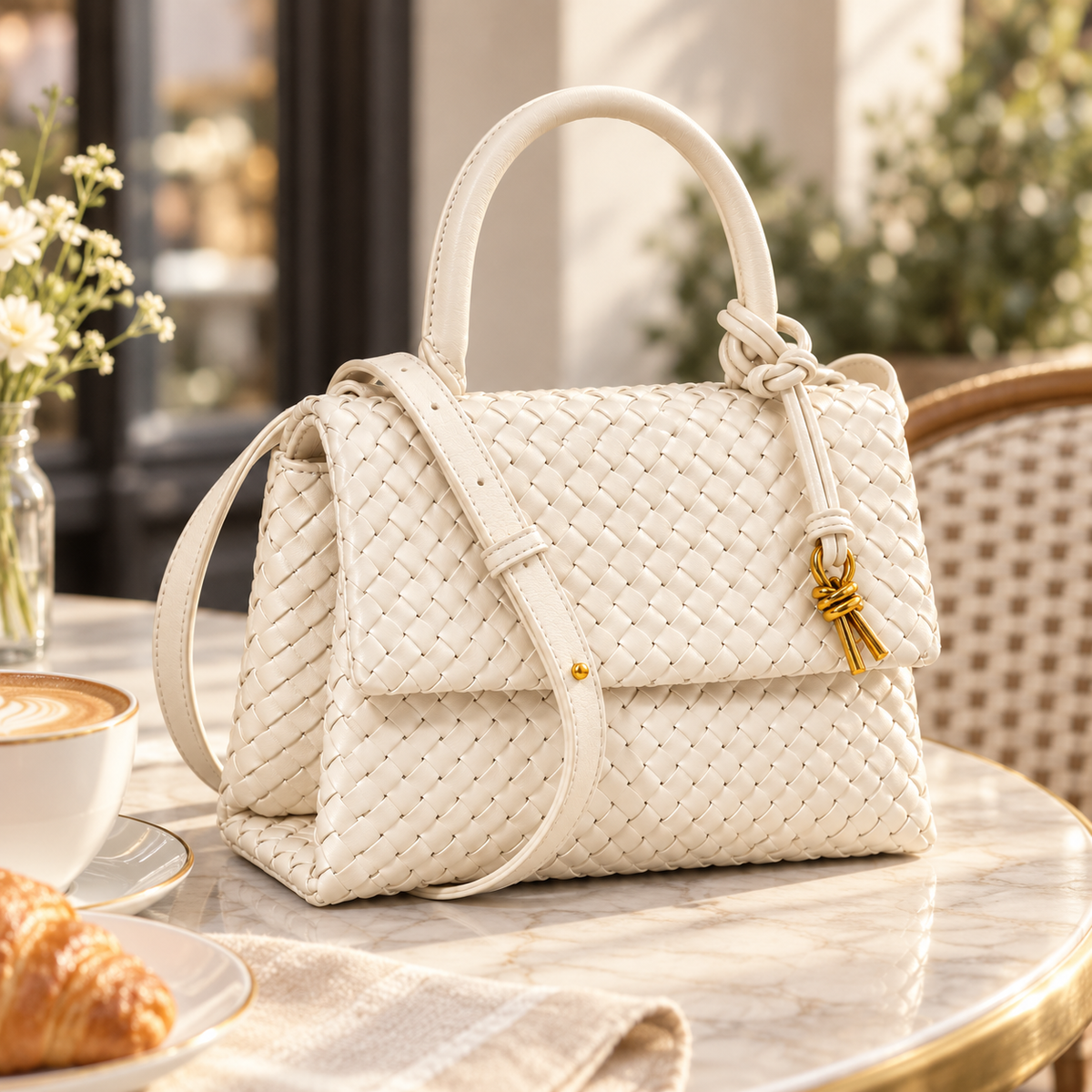 Sutton Woven Handbag | Structured Top Handle Crossbody