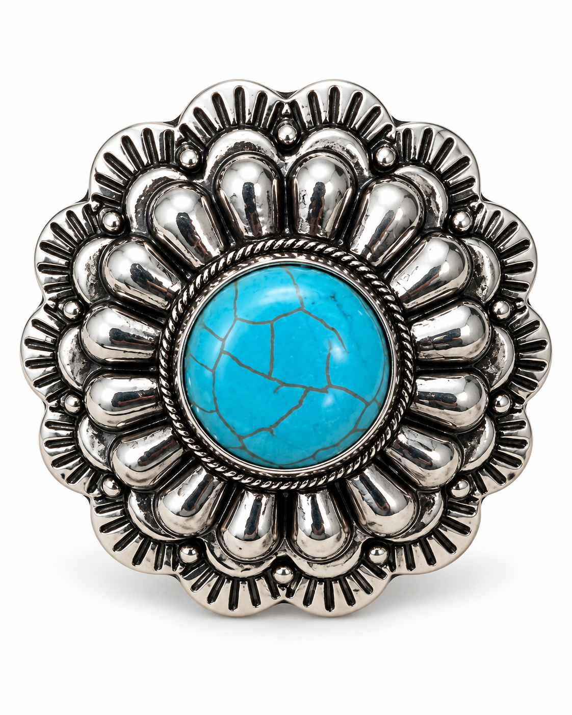 Faux Turquoise Concho Western Scarf Slide