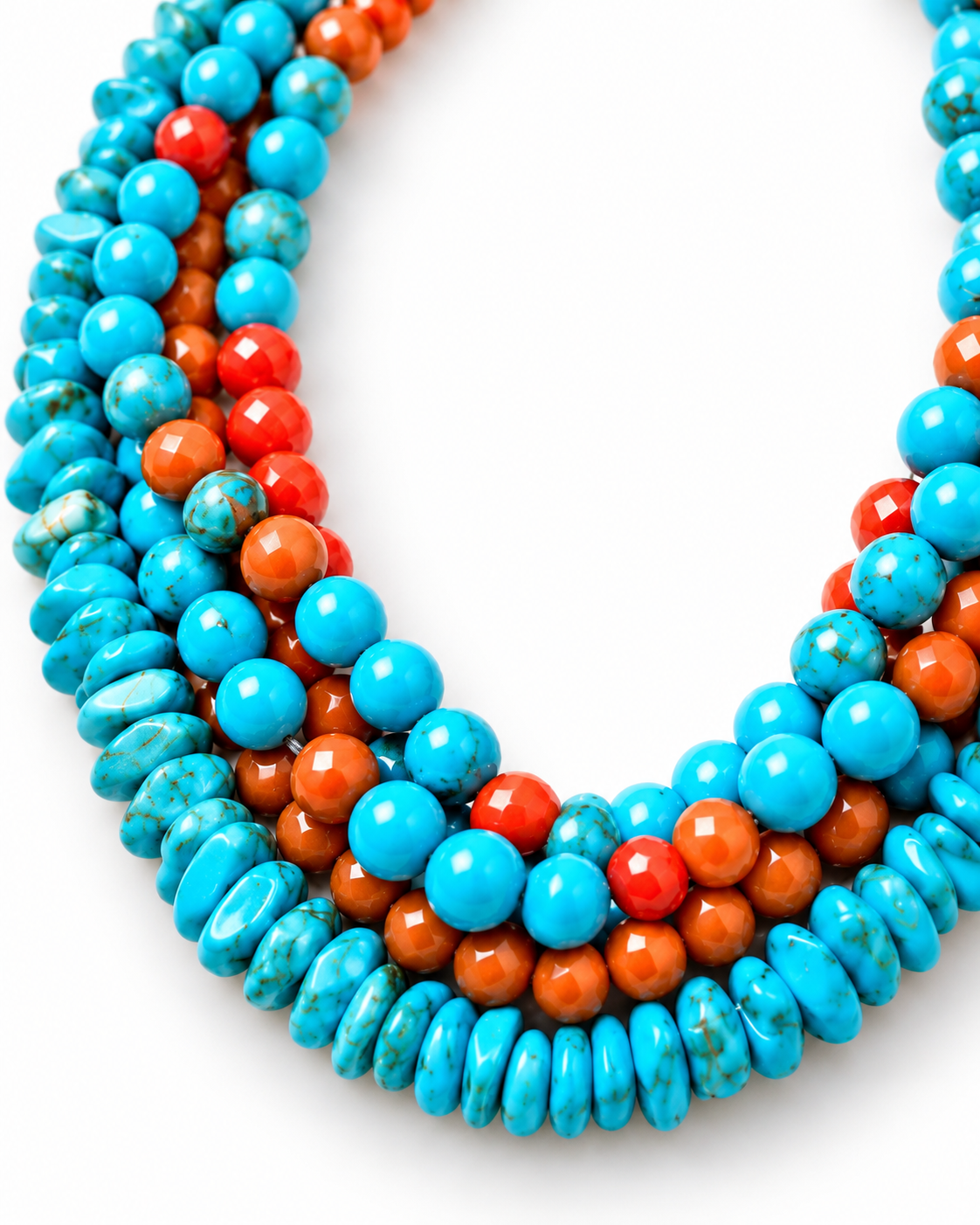 Four-Strand Turquoise & Crystal Statement Necklace