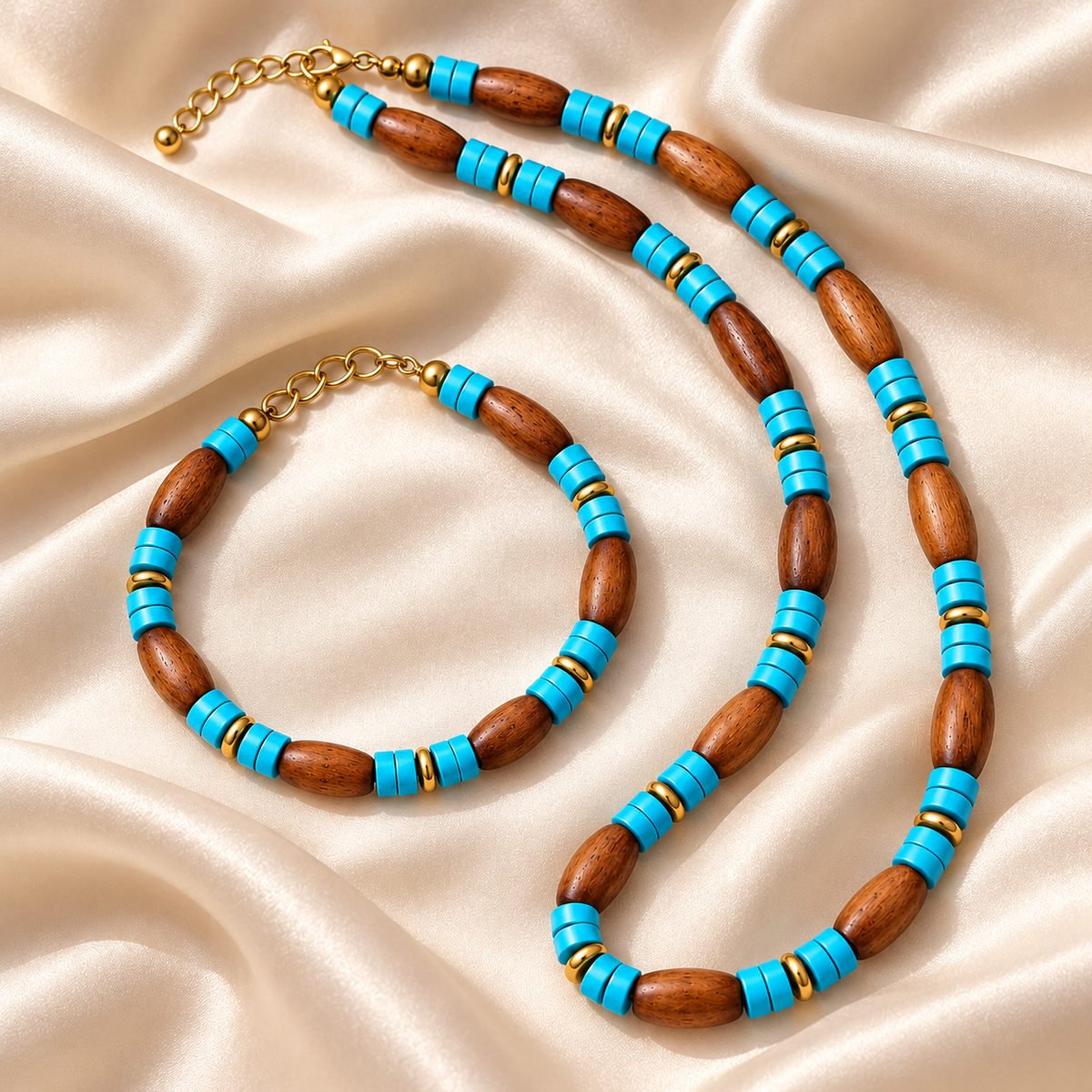 Necklace & Bracelet Set, Hematite & Turquoise