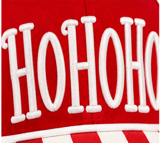 HO HO HO Striped Christmas Snapback Hat | Red & White Embroidered Holiday Cap