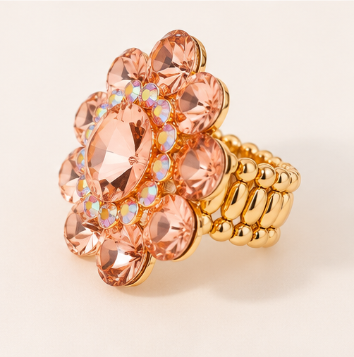 Crystal Bloom Statement Flower Stretch Ring | 7 Colors