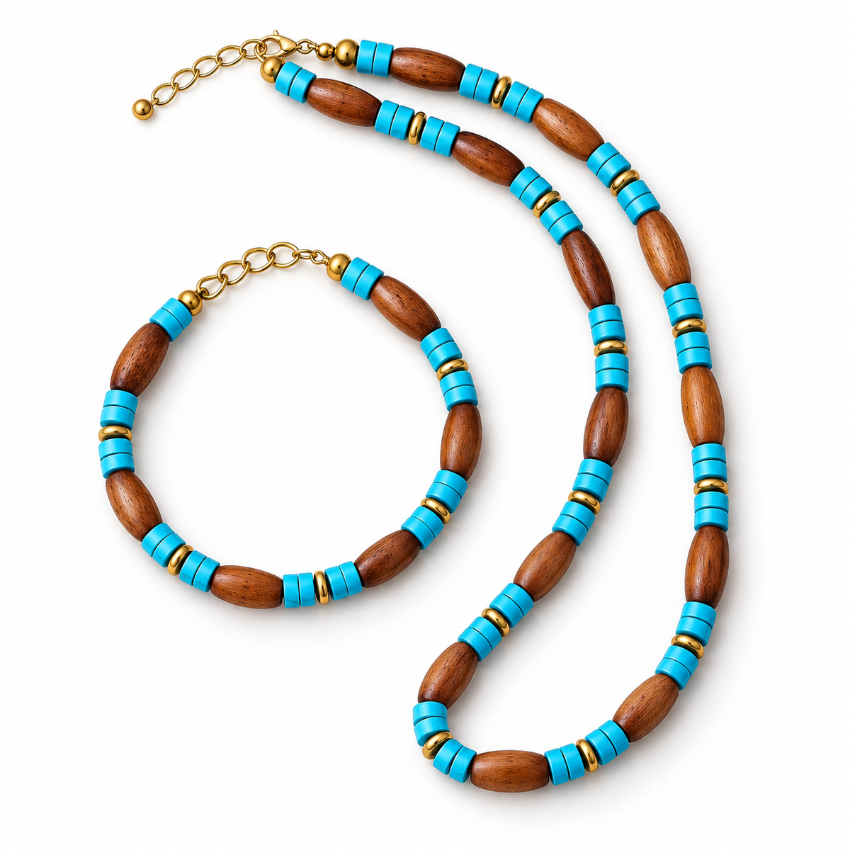 Necklace & Bracelet Set, Hematite & Turquoise