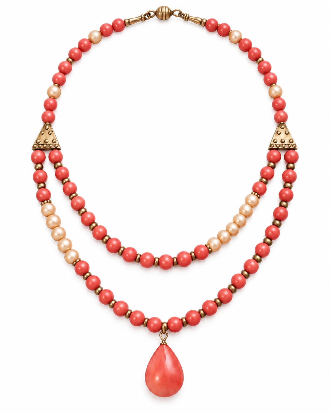 Layered Rose Quartz & Pearl Accent Necklace