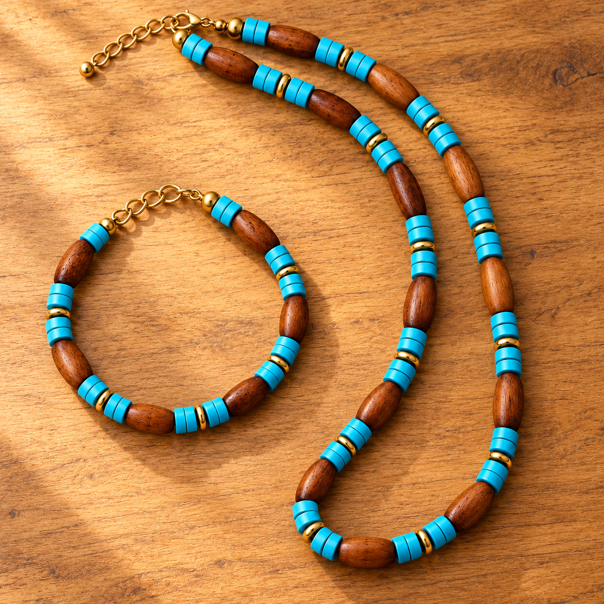 Necklace & Bracelet Set, Hematite & Turquoise