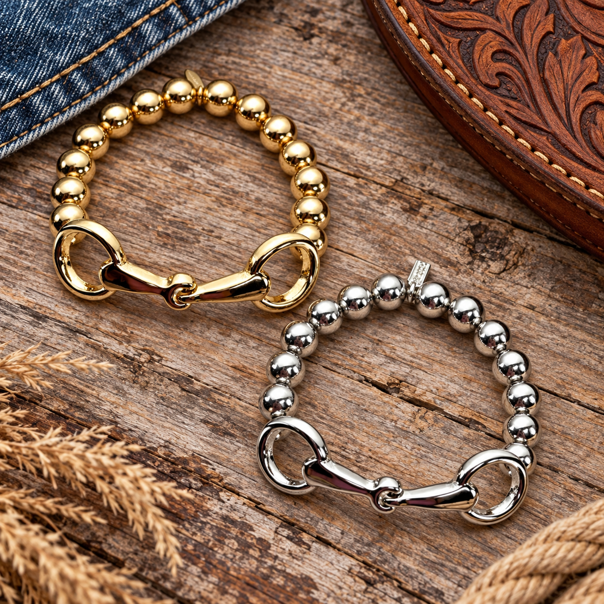 Golden Reins Snaffle Bit Stretch Bracelet