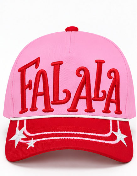 FALALA Pink & Red Star Christmas Snapback Hat | Embroidered Holiday Cap
