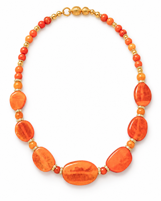 Orange Agate Gemstone Statement Necklace