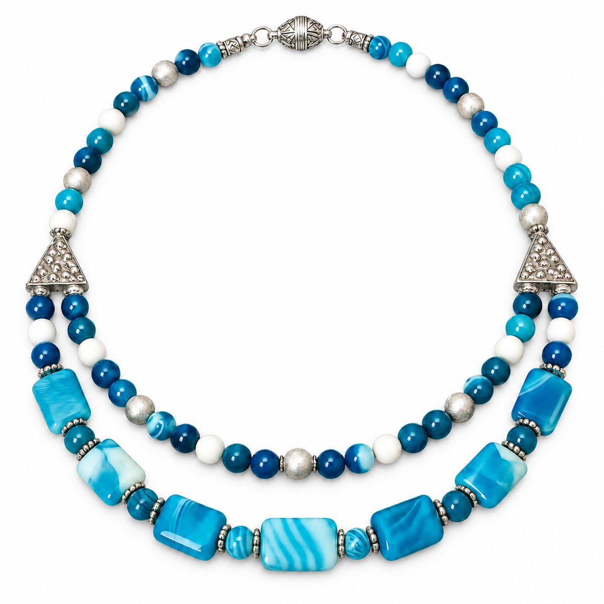 Necklace & Bracelet Set, 2-Strand White Agate