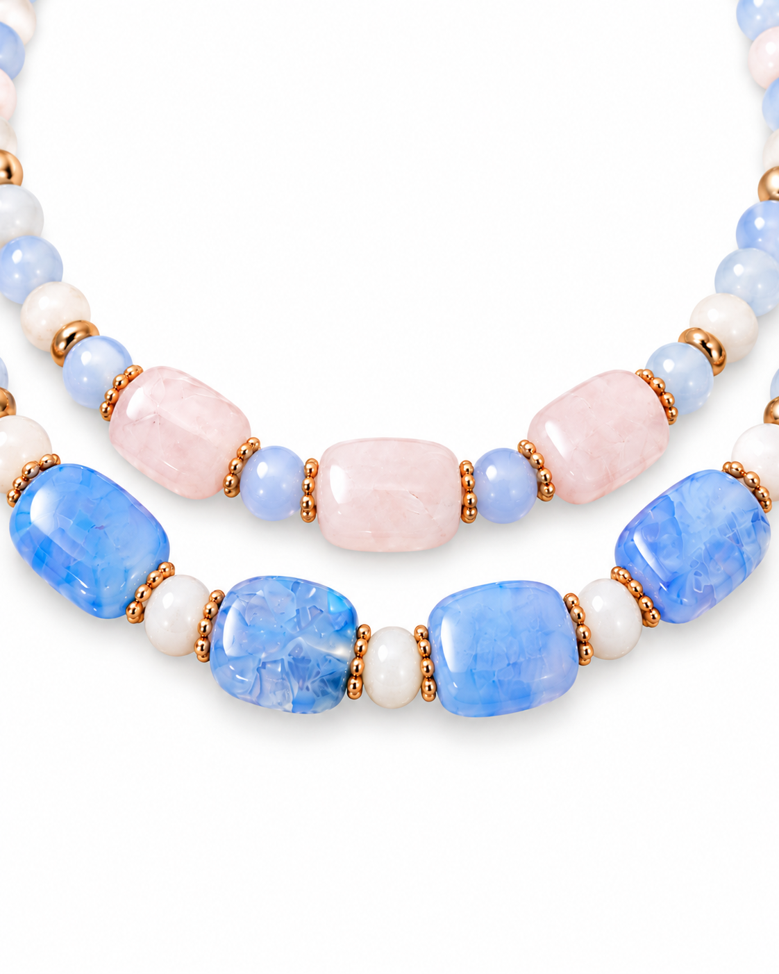 Layered Smoky Quartz & Blue Quartz Gemstone Necklace