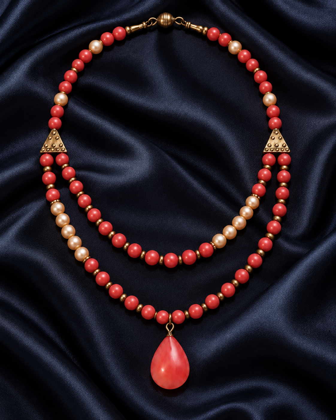 Layered Rose Quartz & Pearl Accent Necklace