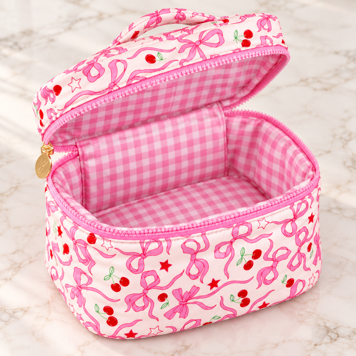 Cherry Bowtiful Pink Cherry & Bow Travel Cosmetic Case