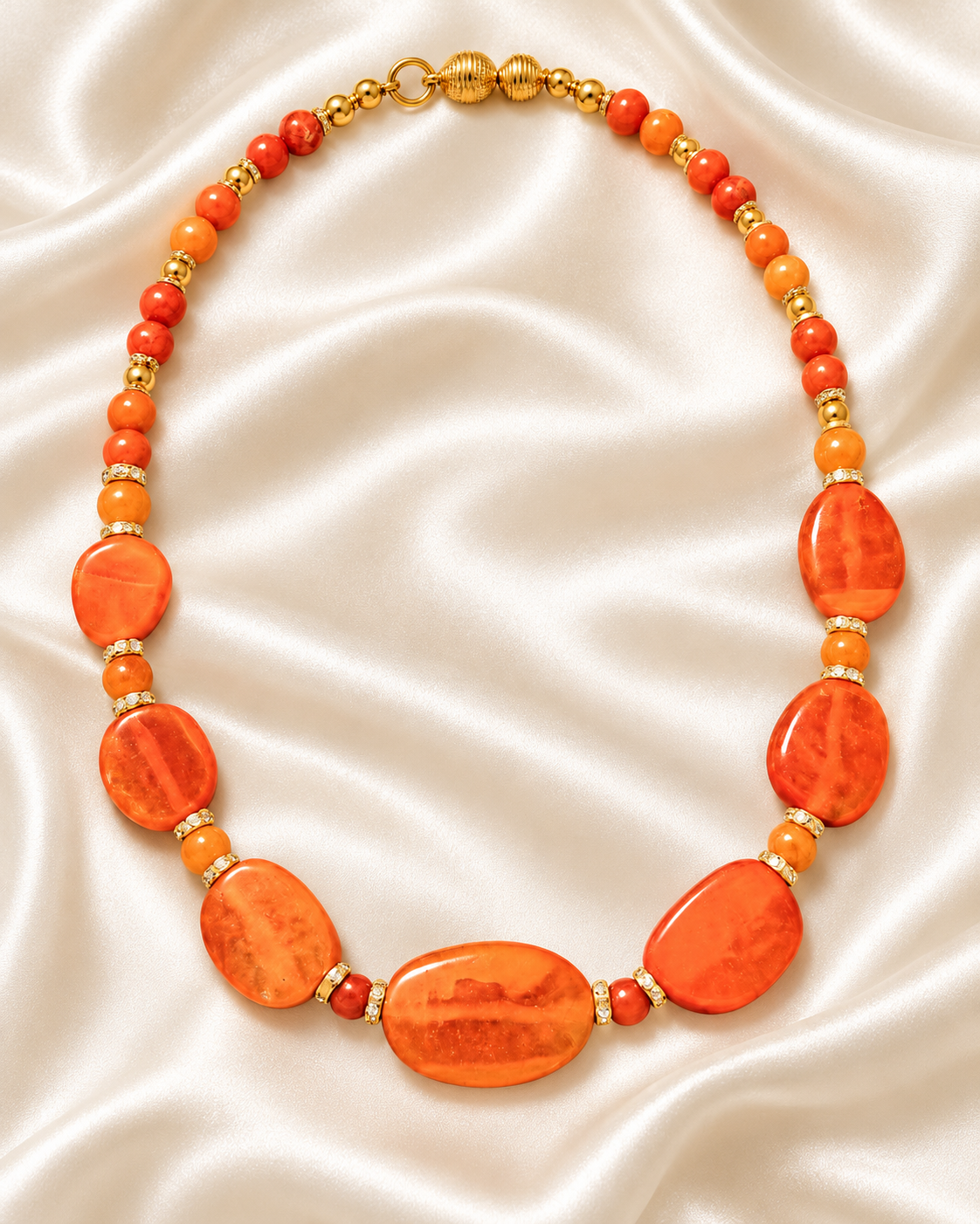 Orange Agate Gemstone Statement Necklace
